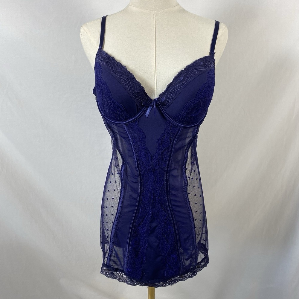 Oh La La Cheri Dark Blue Lingerie Padded Slip Top Size XL Whimsygoth Sexy